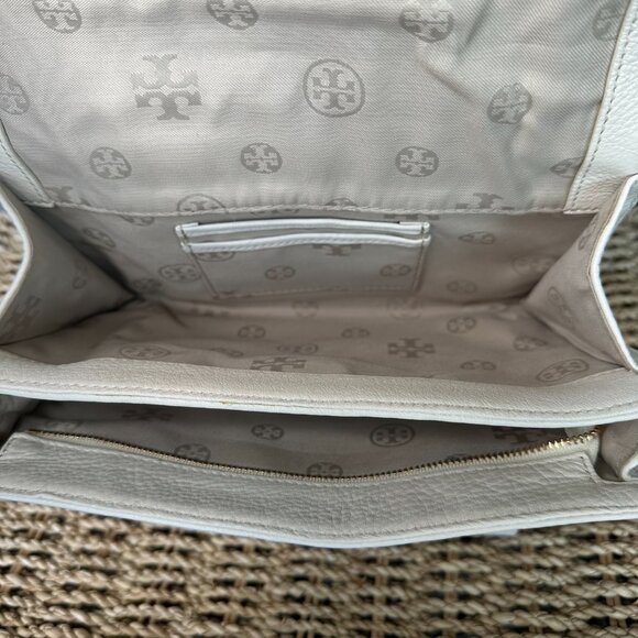 Tory Burch Kipp Perforated Logo Foldover Clutch Crossbody Bag White - Picture 9 of 16